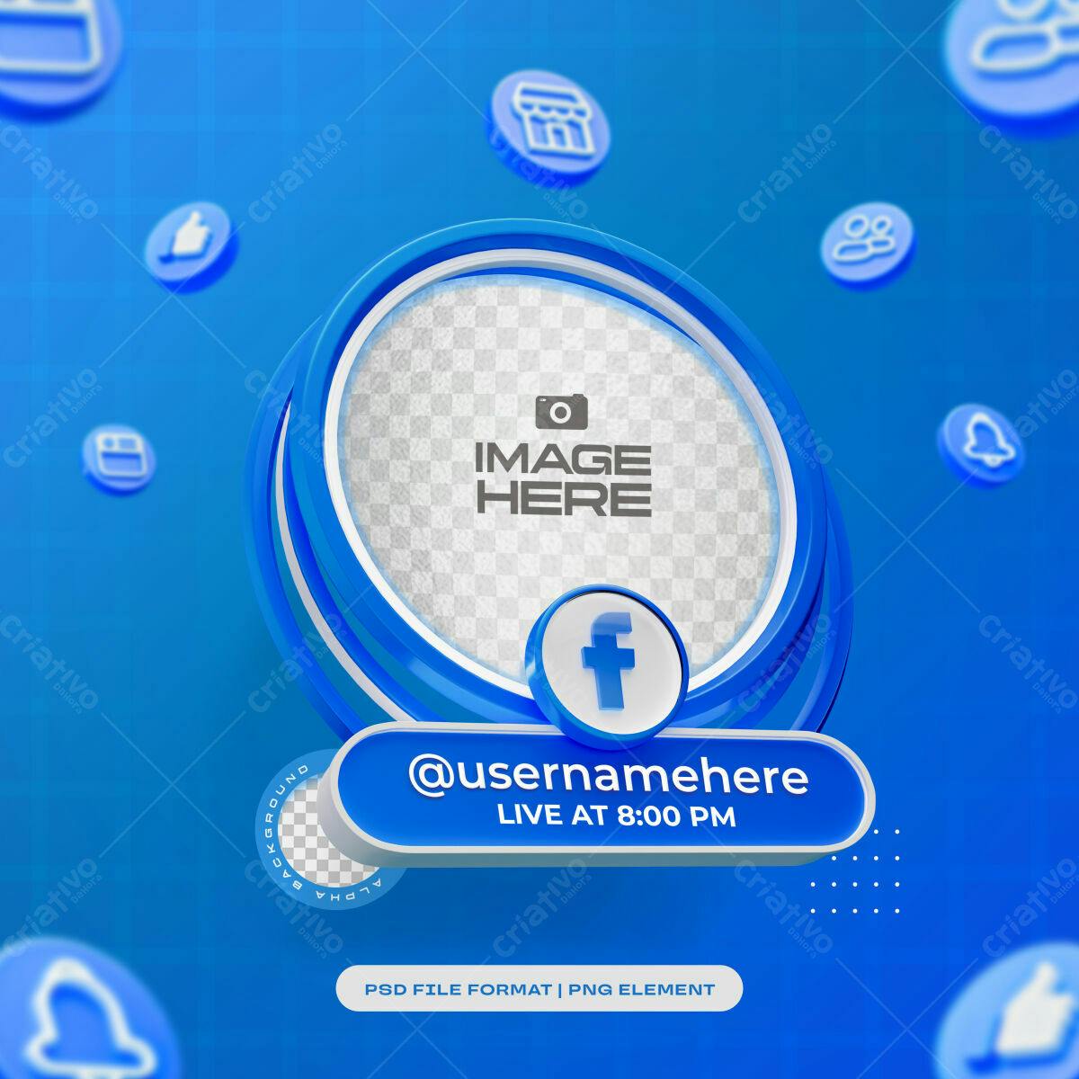 Template Facebook Live PSD Editável