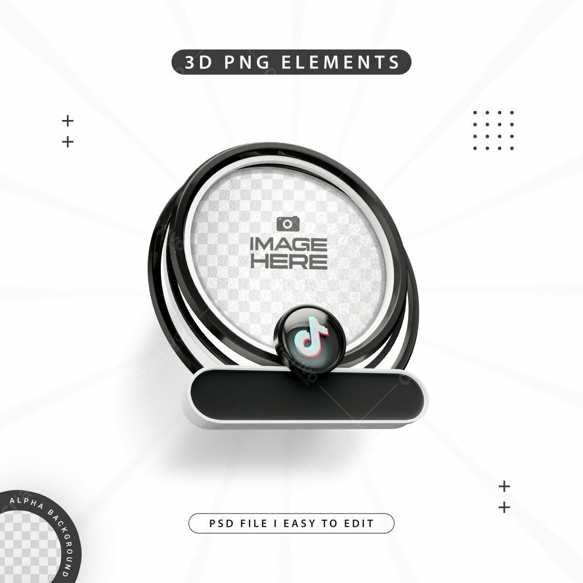 Moldura TikTok 3D para Redes Sociais PSD Editável