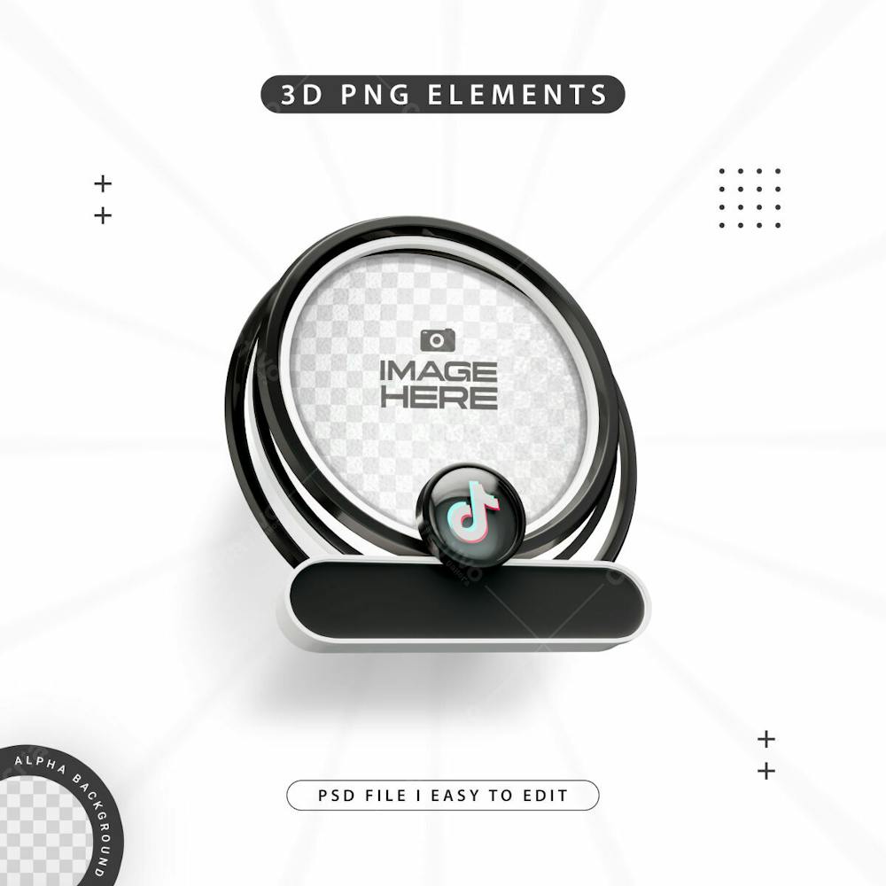 Round Profile 3D Frame For Tiktok On Social Media Isolated