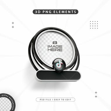 Round profile 3d frame for tiktok on social media isolated