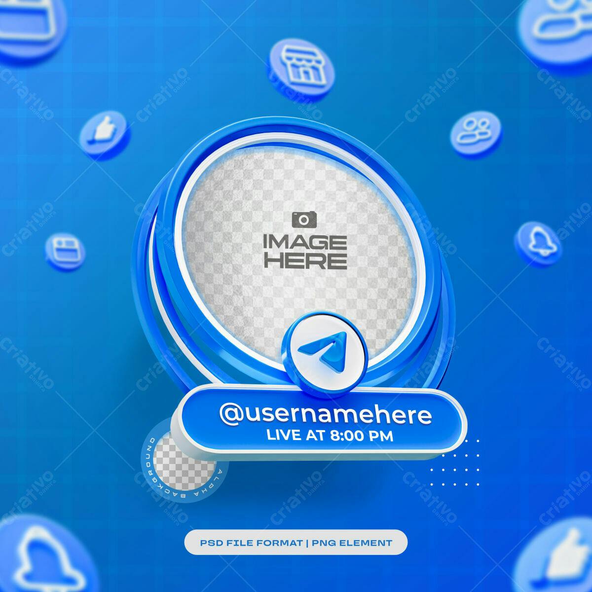 Pack de Mídias Sociais em Azul PSD Editável