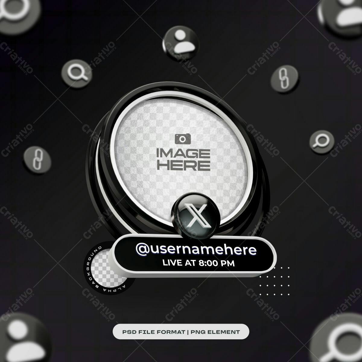 Moldura Circular para Lives no Instagram PSD Editável