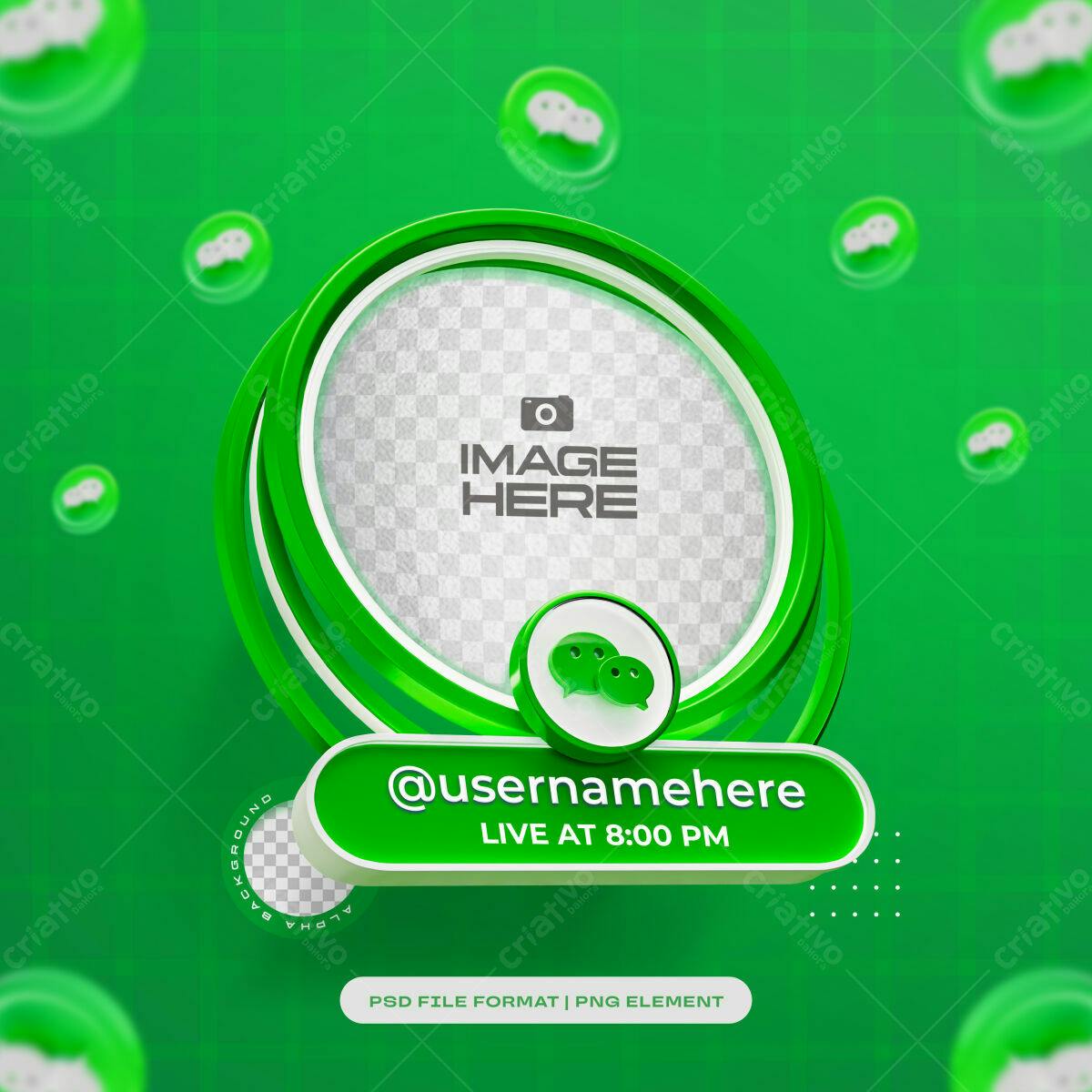 Live Stream Banner Verde PSD Editável