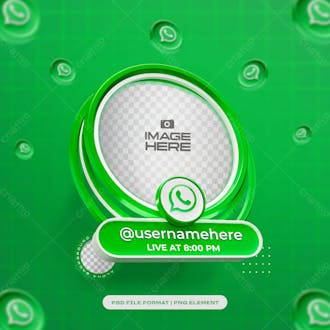 Round profile 3d frame for whatsapp on social media isolated
