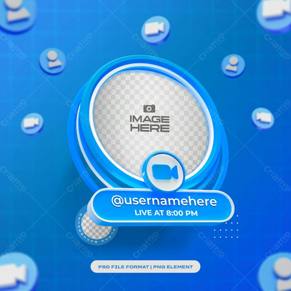 Round Profile 3D Frame For Zoom On Social Media Isolated