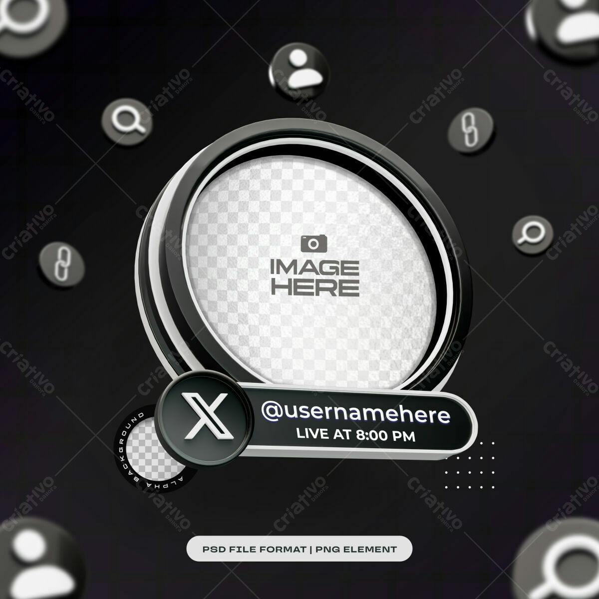 Moldura para Live do Instagram PSD Editável