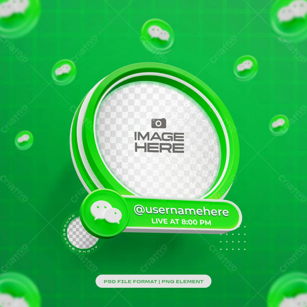 Live Stream Frame Verde PSD Editável