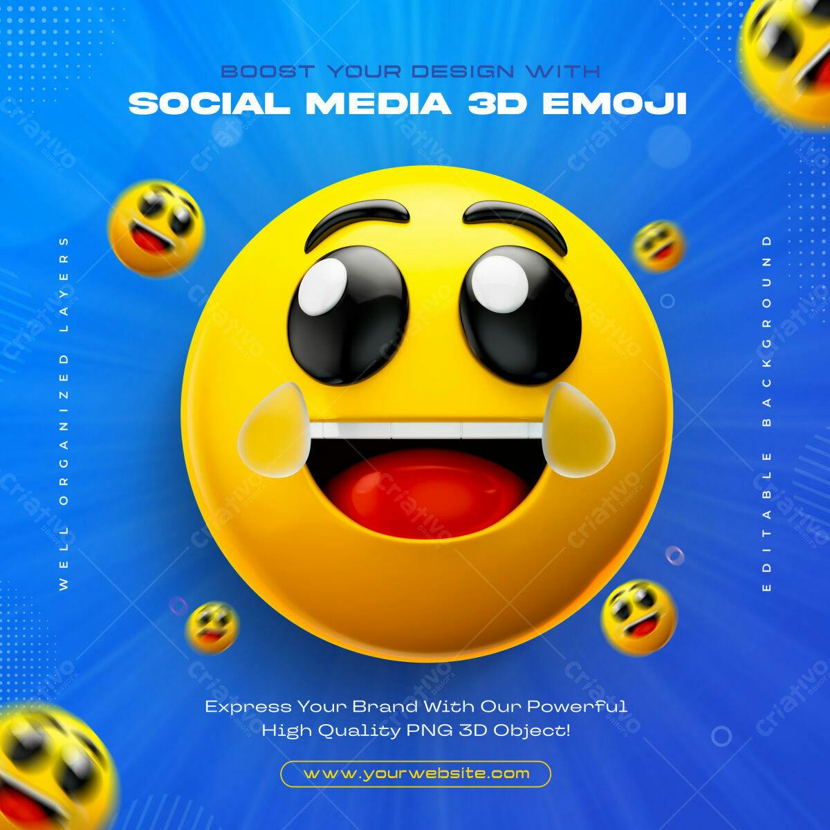 PSD para Mídia Social com Emoji 3D Editável