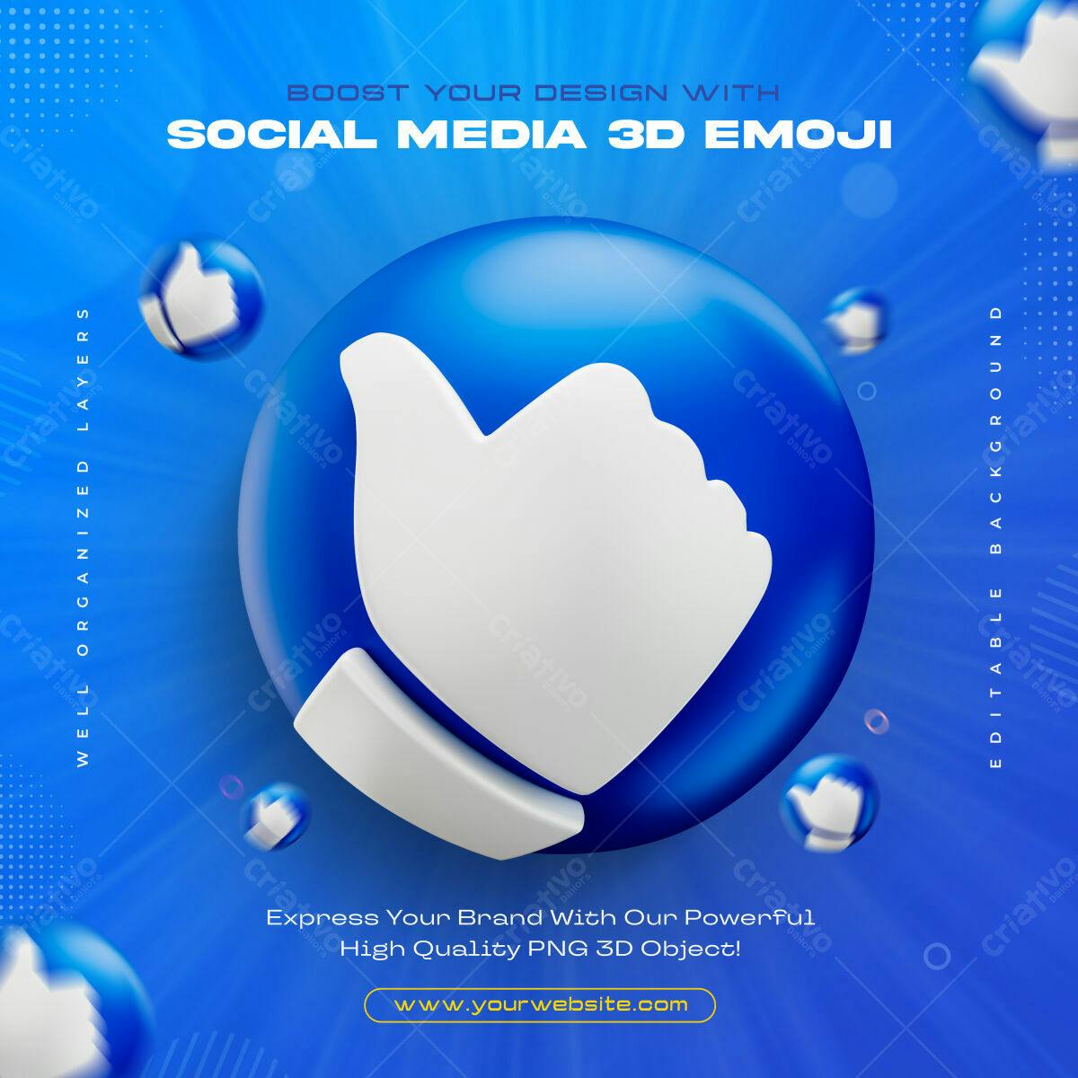 PSD para Mídias Sociais 3D Emoji Editável