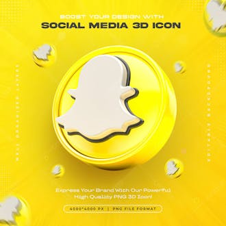 Snapchat logo icon isolated 3d render illustration