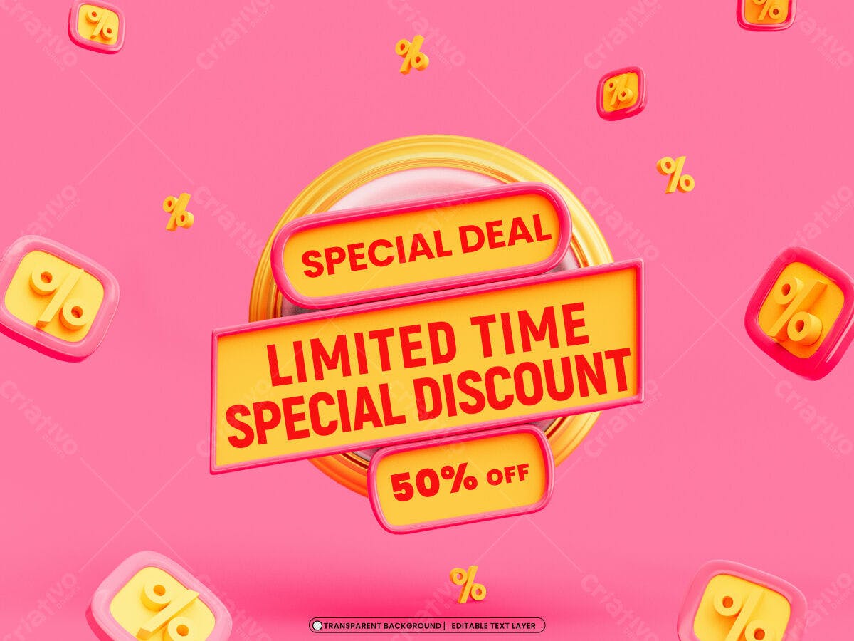 Banner Desconto 50% PSD Editável