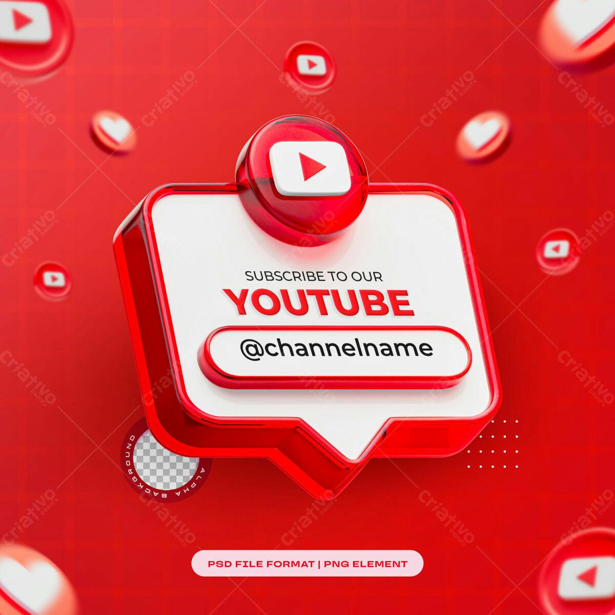 Banner YouTube em 3D PSD Editável