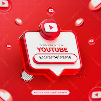 Subscribe our youtube channel 3d render isolated for composition