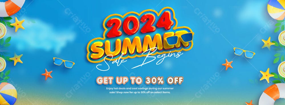 Summer Sale Facebook Cover Template With Colorful Beach Elements