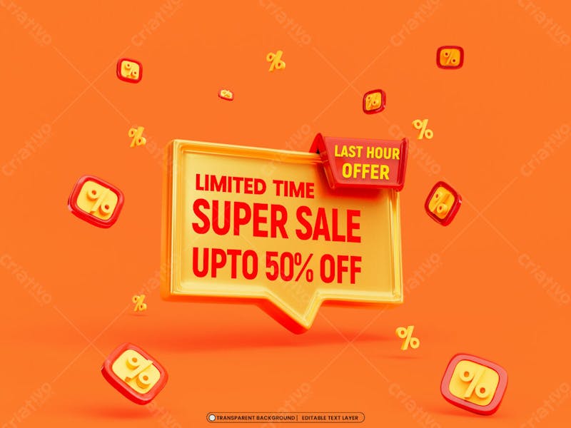 Super sale 3d promotion banner design template