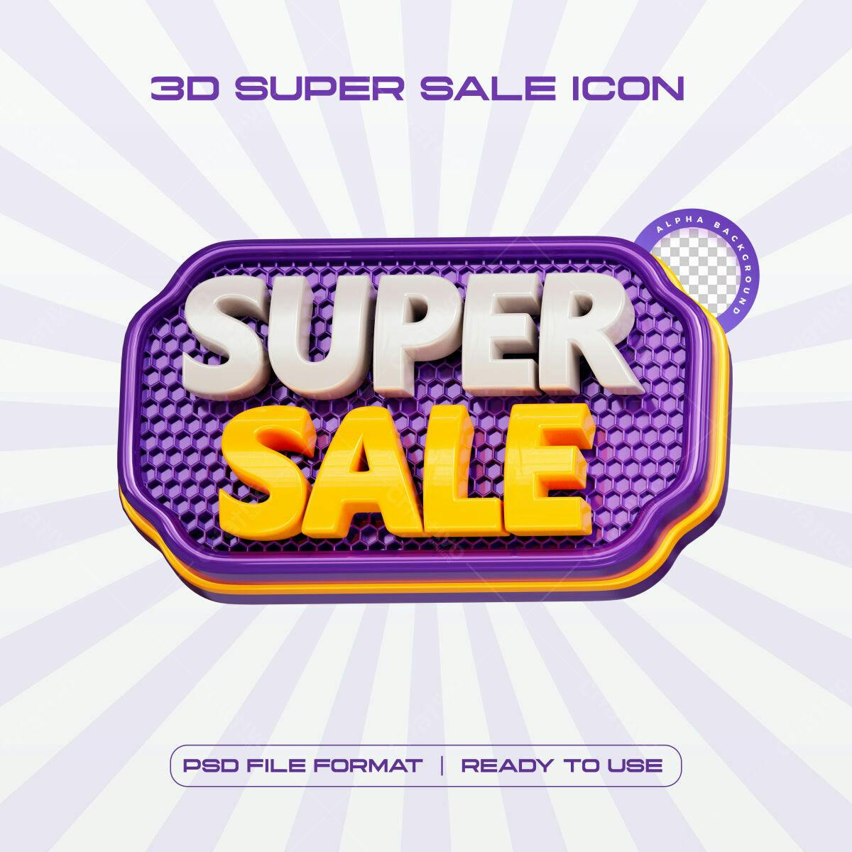Ícone 3D Super Sale PSD Editável