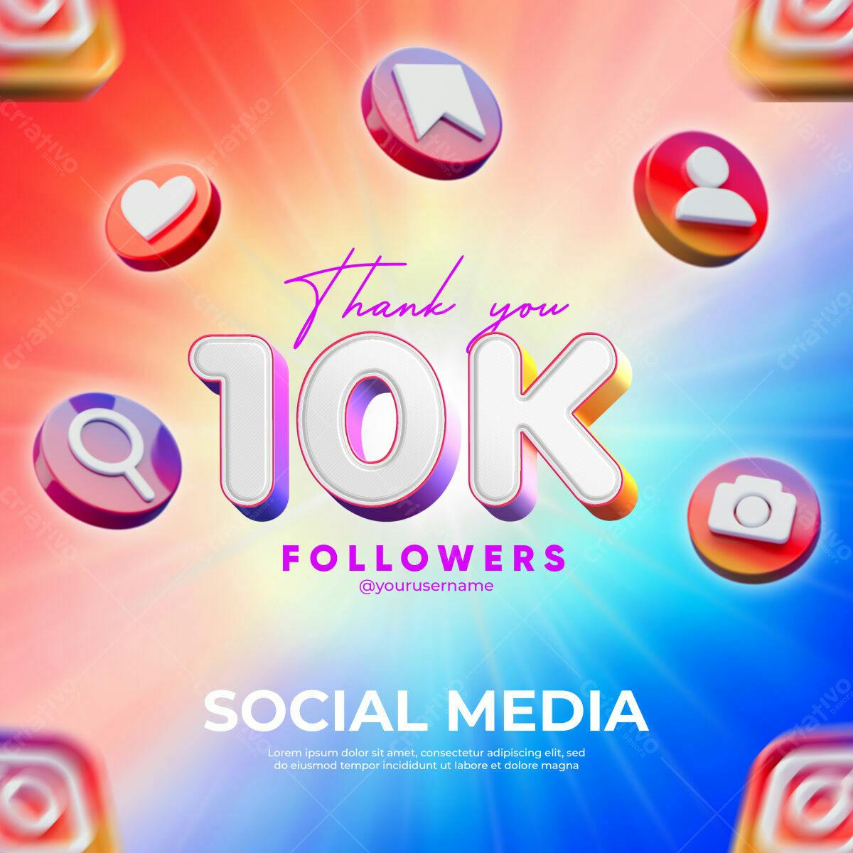 Postagem de Agradecimento 10K Seguidores PSD Editável