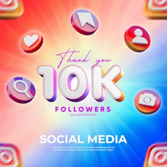 Thank you on 10k social media banner for friends and followers for instagram