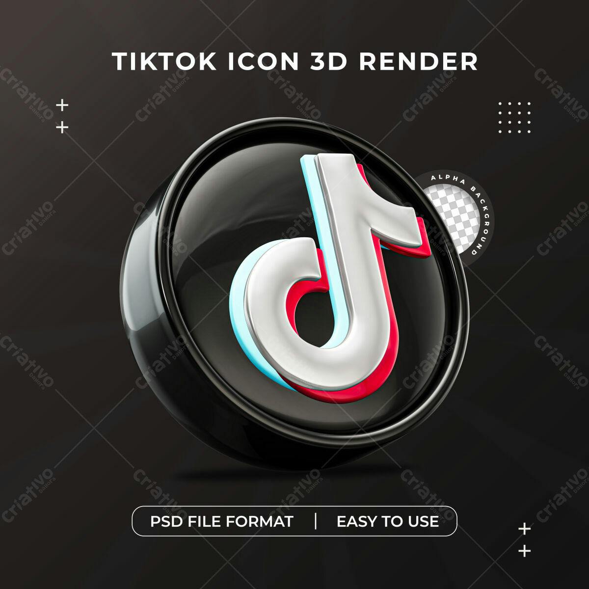 Ícone TikTok 3D PSD Editável