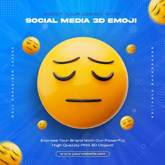 Tired face emoticon emoji icon isolated 3d render illustration