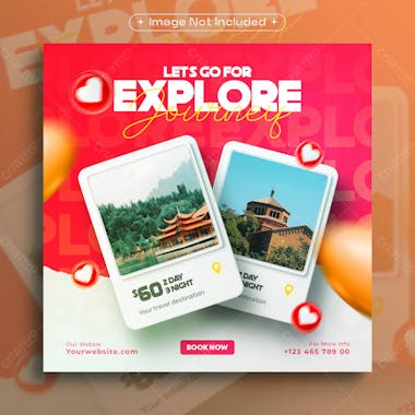 Travel and tour instagram social media post design template