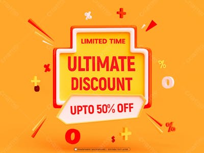 Ultimate Discount 3D Promotion Banner Design Template