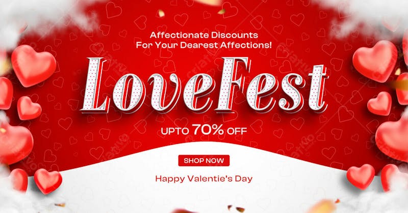 Valentine's sale banner with editable text effect