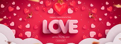 Valentine&#39;S Sale Cover Banner With Editable Text Effect