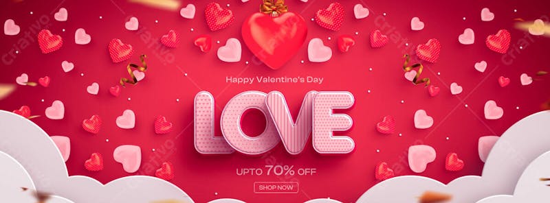 Valentine's sale cover banner with editable text effect