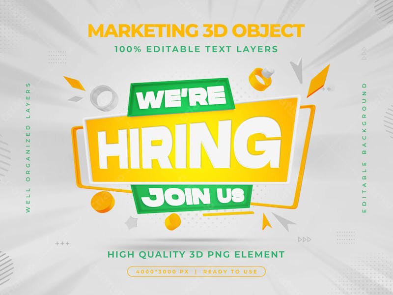We are hiring vacancy announcement banner template with editable text