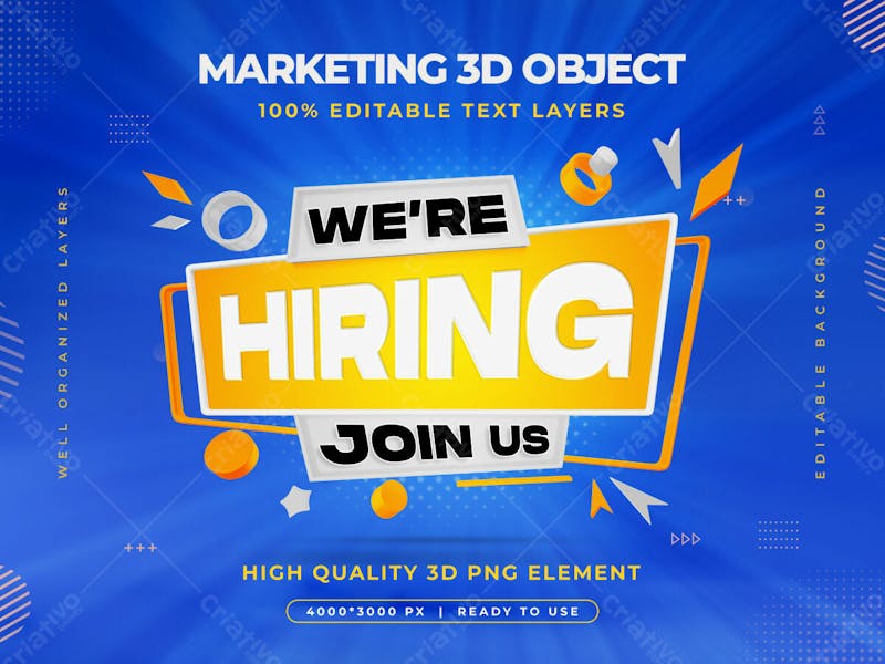We are hiring vacancy announcement banner template with editable text