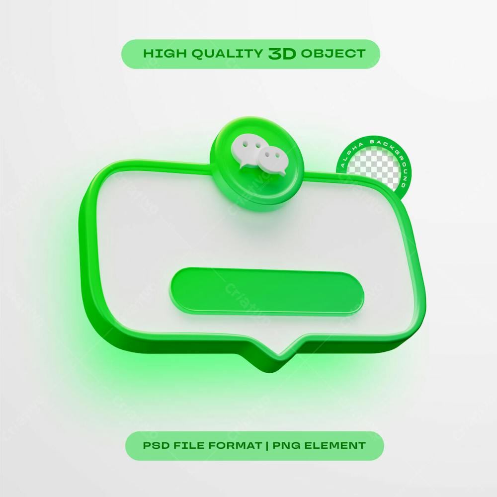 Wechat Follow Us Banner Element Icon Isolated 3D Render