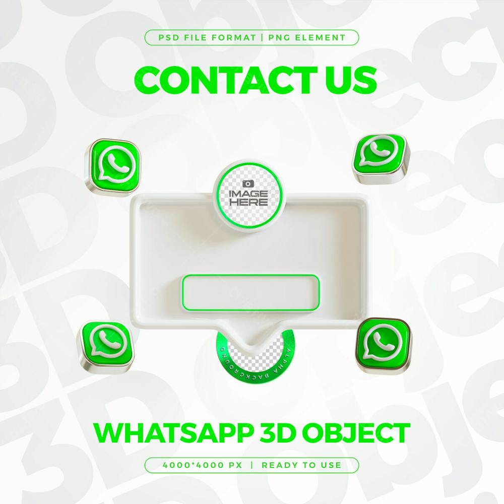 Whatsapp Contact Us Banner Element Icon Isolated 3D Render