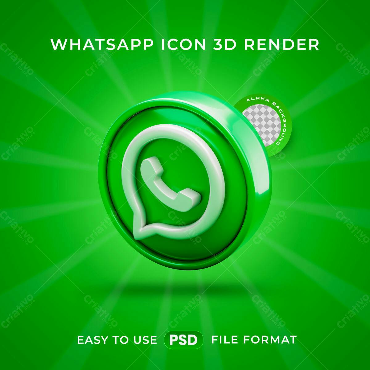 Ícone WhatsApp 3D PSD Editável