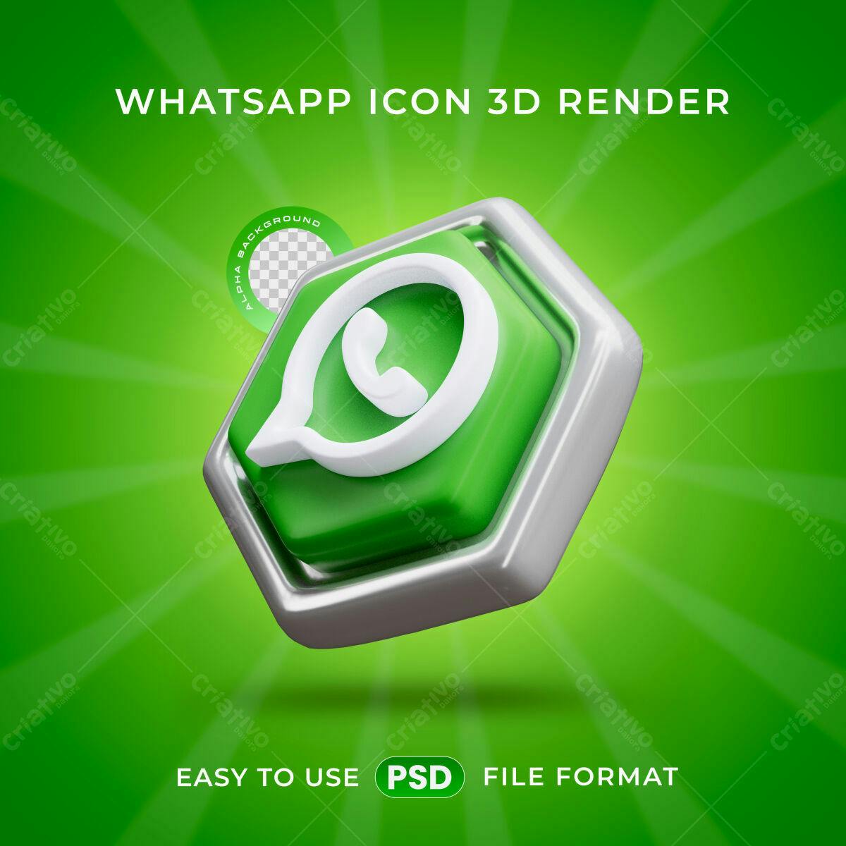 Ícone WhatsApp 3D PSD Editável
