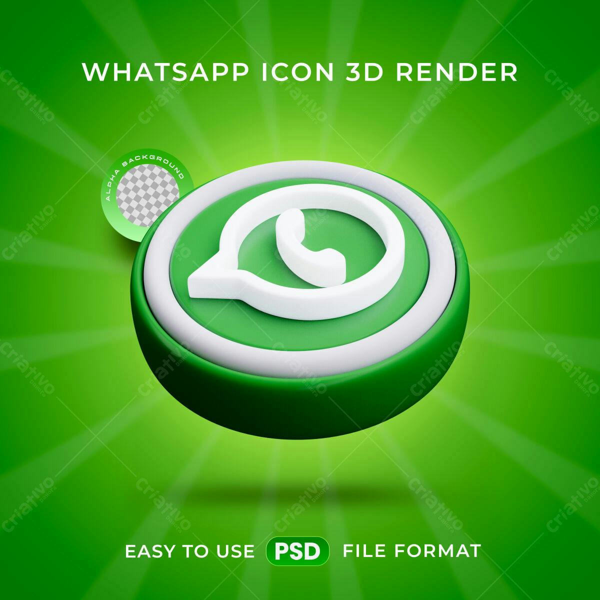 Ícone WhatsApp 3D PSD Editável
