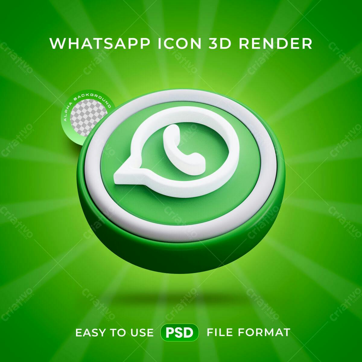 Ícone WhatsApp 3D PSD Editável