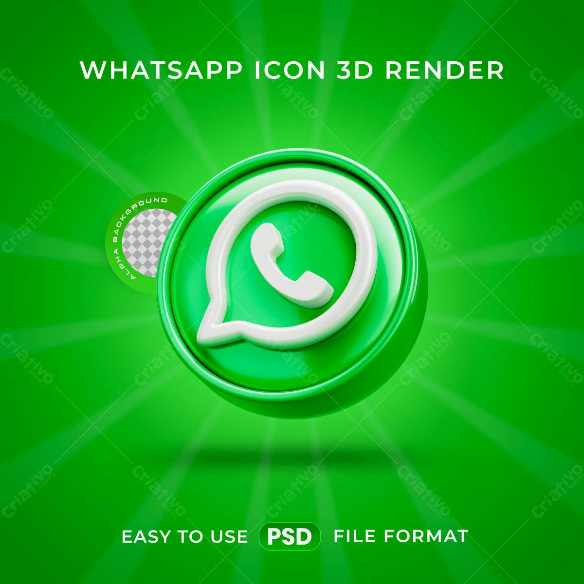 Ícone WhatsApp 3D PSD Editável