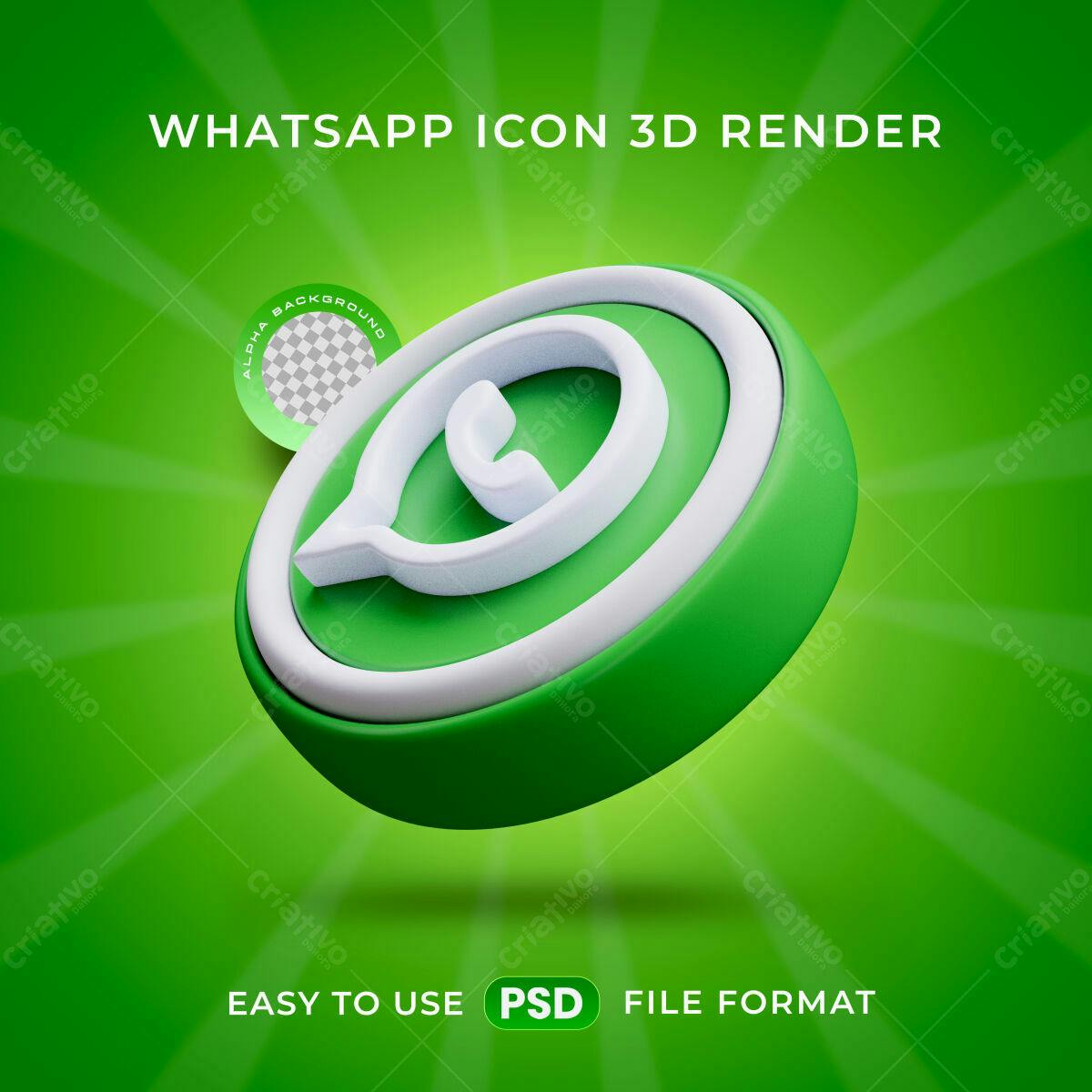 Ícone WhatsApp 3D PSD Editável
