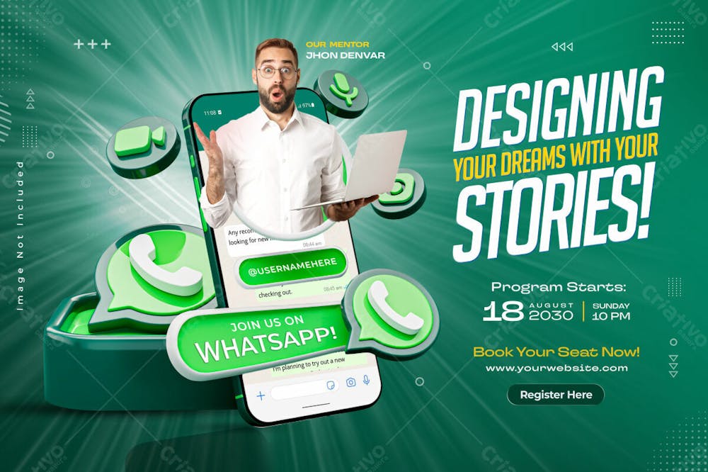 Whatsapp Social Media Marketing Banner For Business Promotion Design Template
