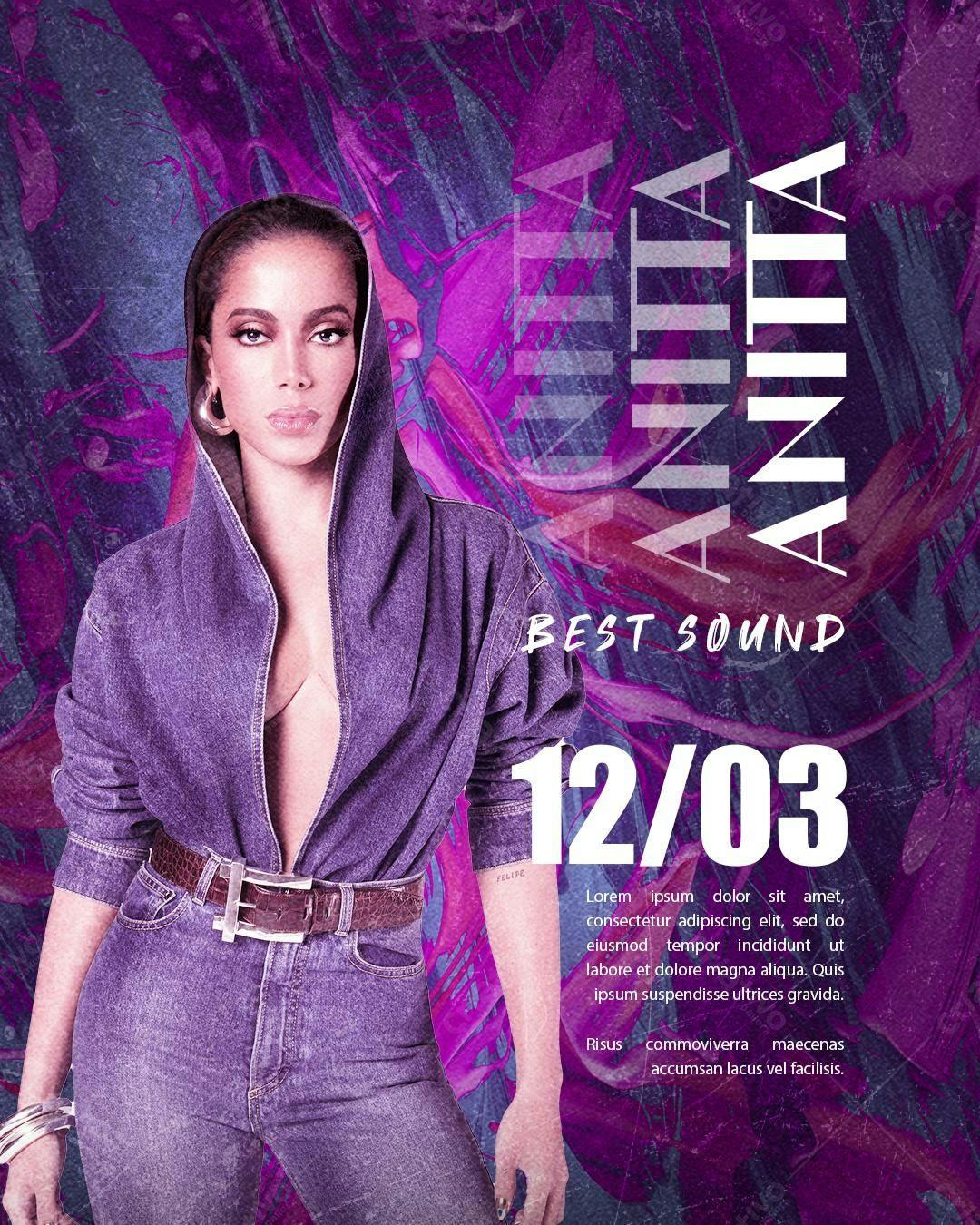Flyer para Show da Anitta PSD Editável