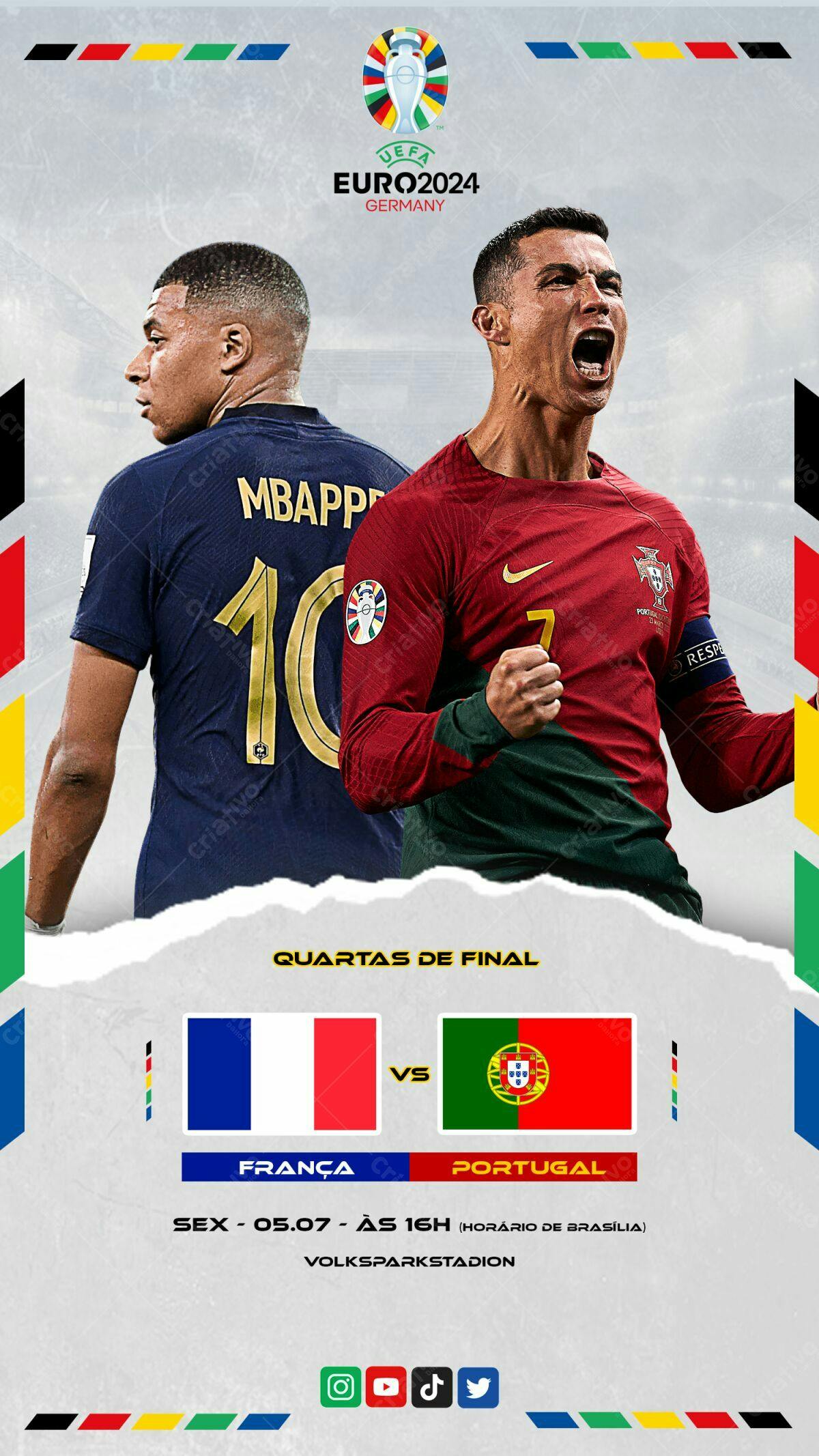 Flyer França x Portugal Euro2024 PSD Editável