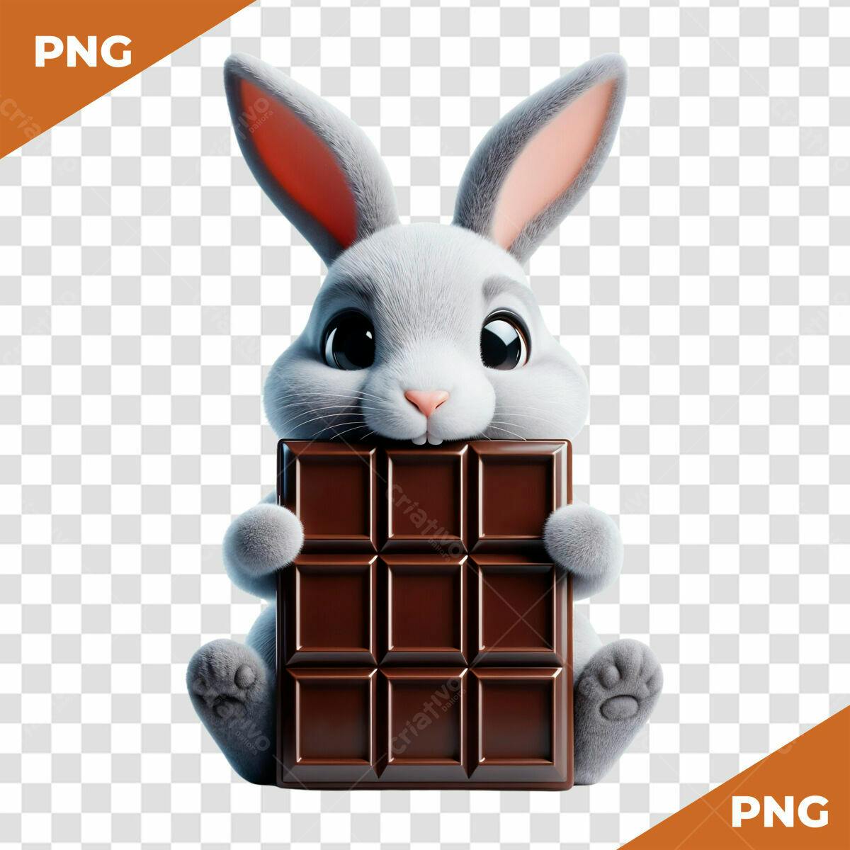 Coelhinho com Chocolate PSD Editável