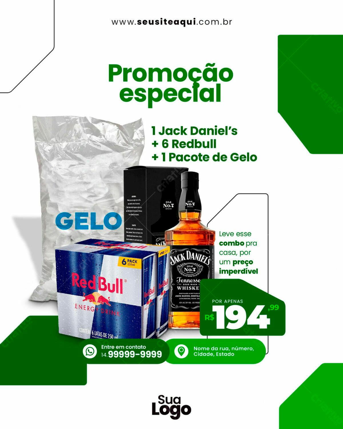 Flyer Promoção Jack Daniel's e Red Bull PSD Editável