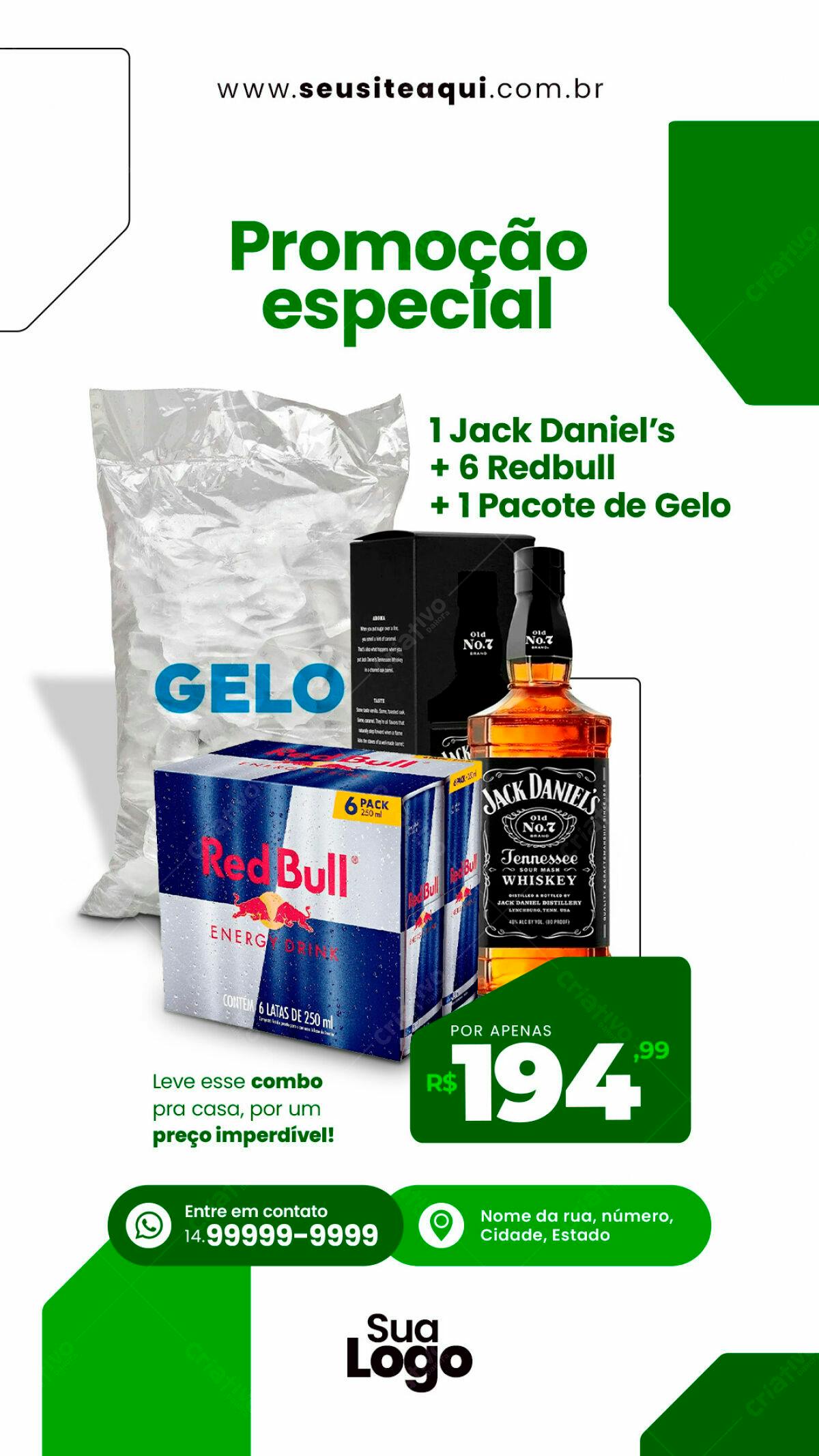 Flyer Promoção Bebidas Jack Daniel's e Red Bull PSD Editável