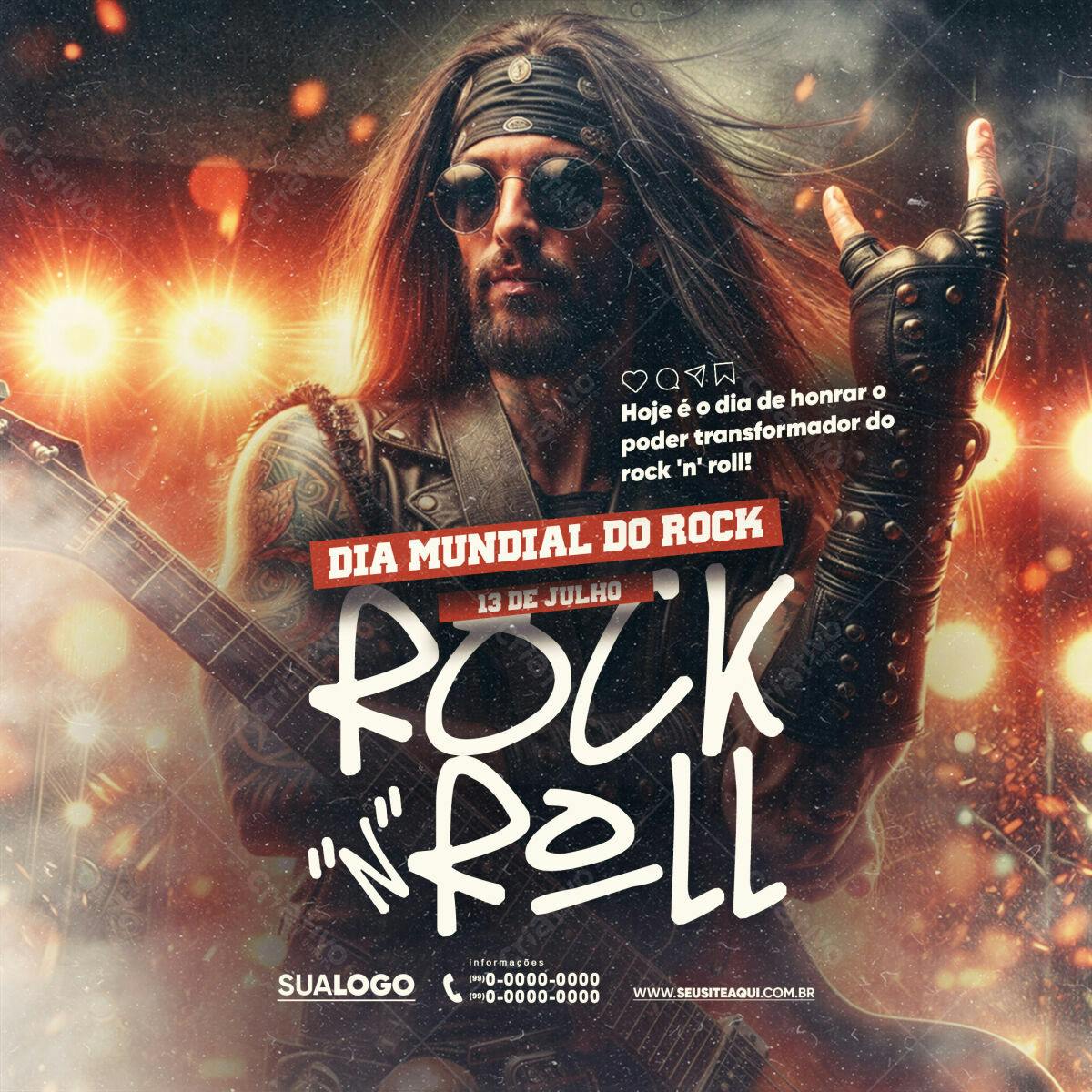 Flyer Dia Mundial do Rock PSD Editável