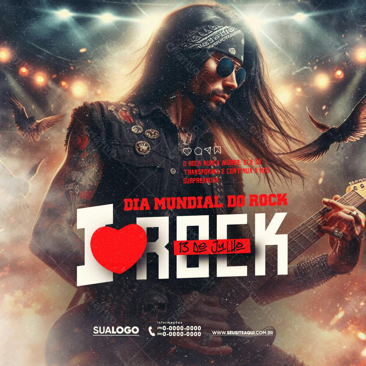 Flyer Dia Mundial do Rock PSD Editável