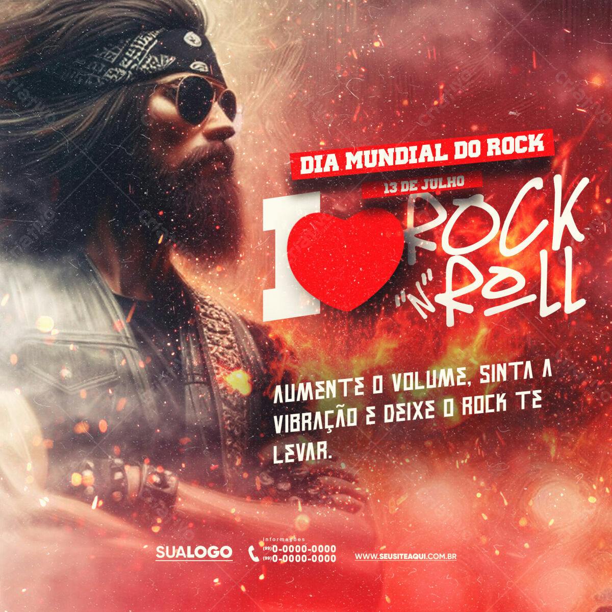 Flyer Dia Mundial do Rock PSD Editável