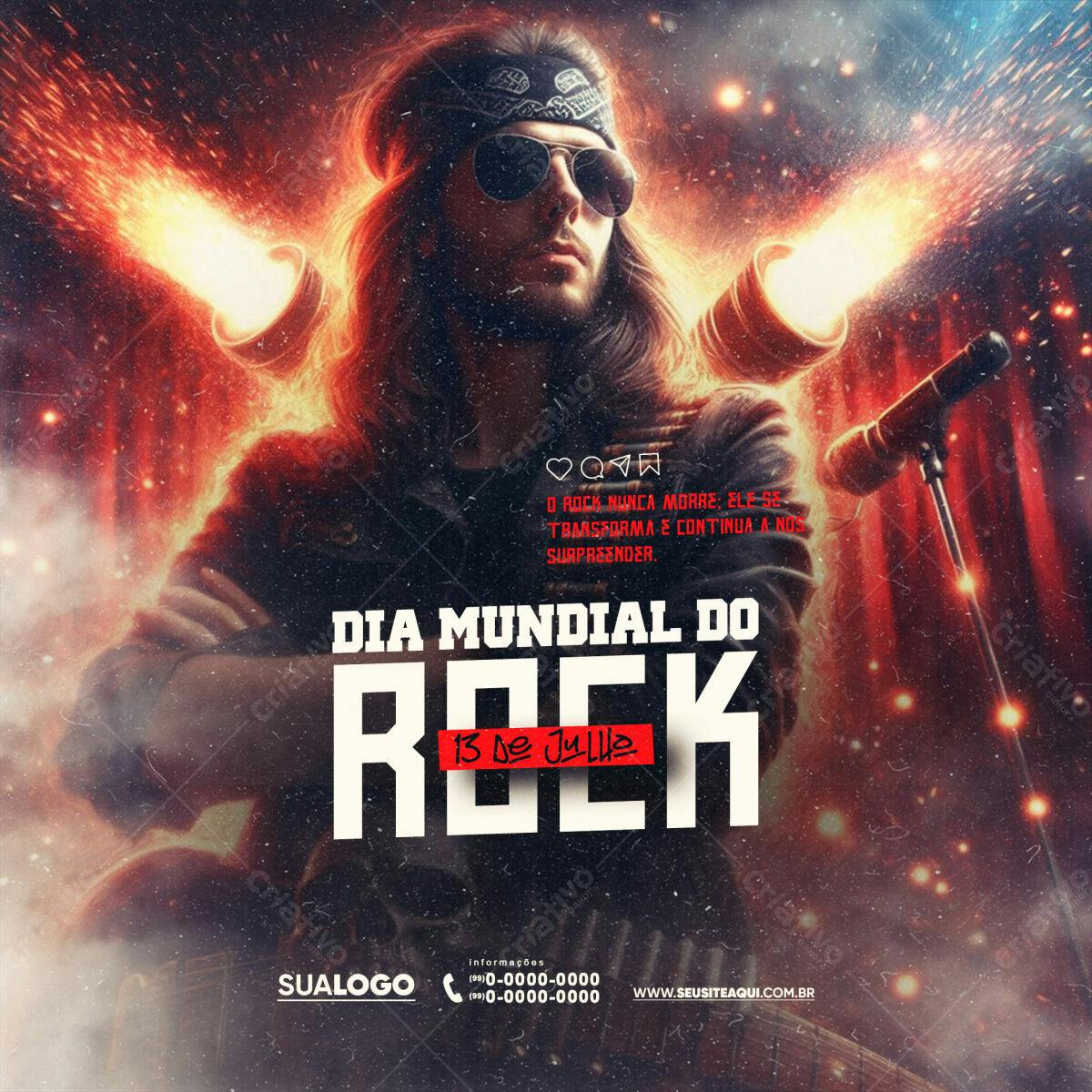 Flyer Dia Mundial do Rock PSD Editável
