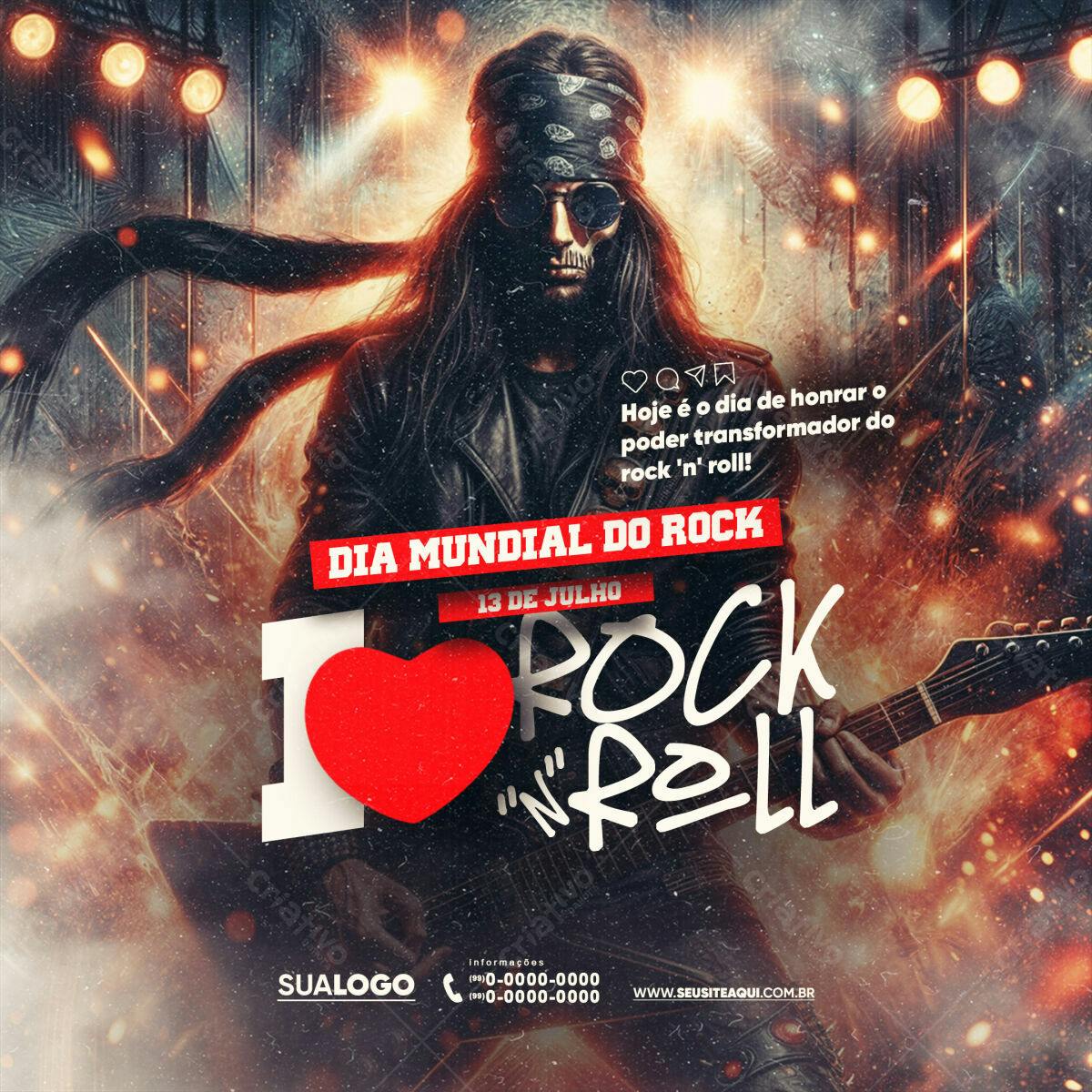 Flyer Dia Mundial do Rock PSD Editável